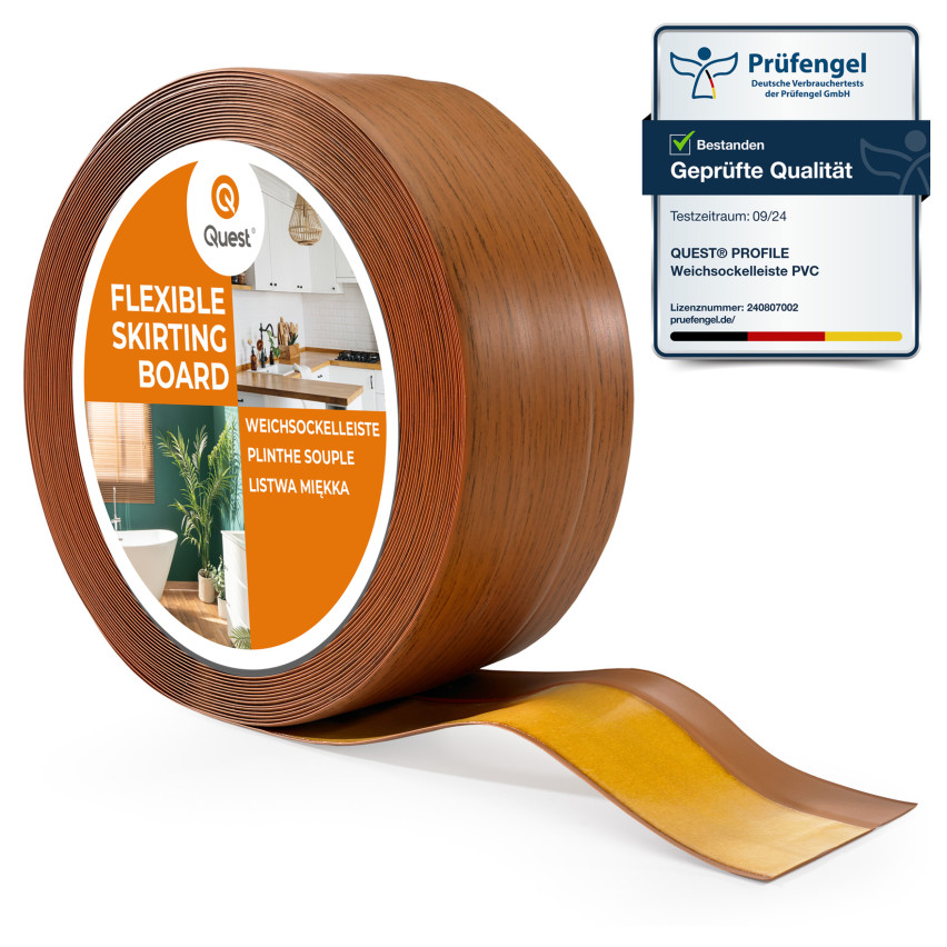 Flexible skirting board, self-adhesive, PVC 50x20mm, rustic oak