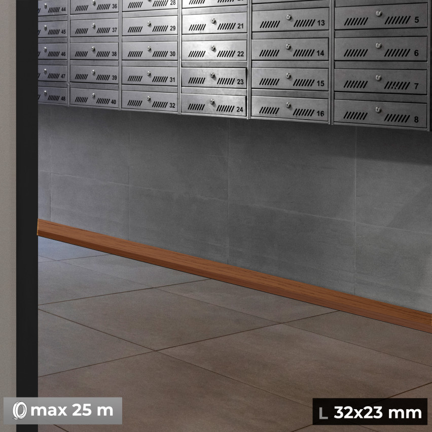 Flexible skirting board, self-adhesive, PVC 50x20mm, rustic oak
