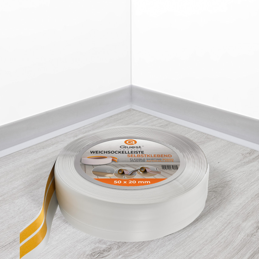 Flexible skirting board, self-adhesive, PVC 50x20mm, light grey