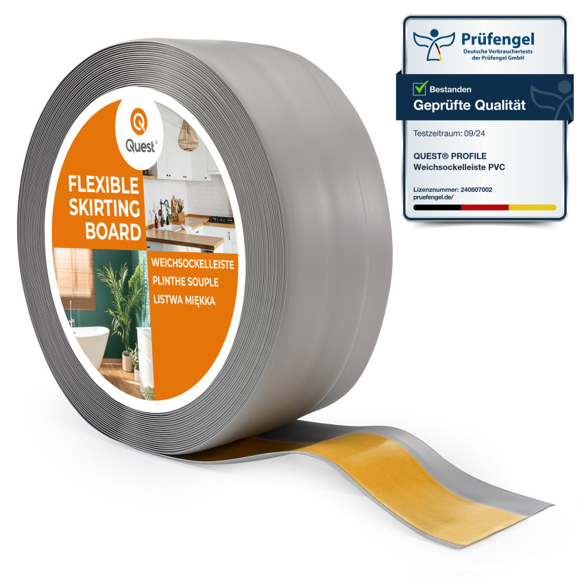 Flexible skirting board, self-adhesive, PVC 50x20mm, grey