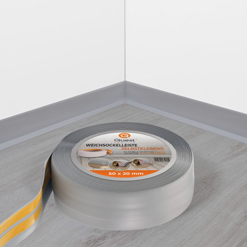 Flexible skirting board, self-adhesive, PVC 50x20mm, grey