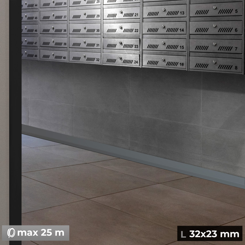 Flexible skirting board, self-adhesive, PVC 50x20mm, grey