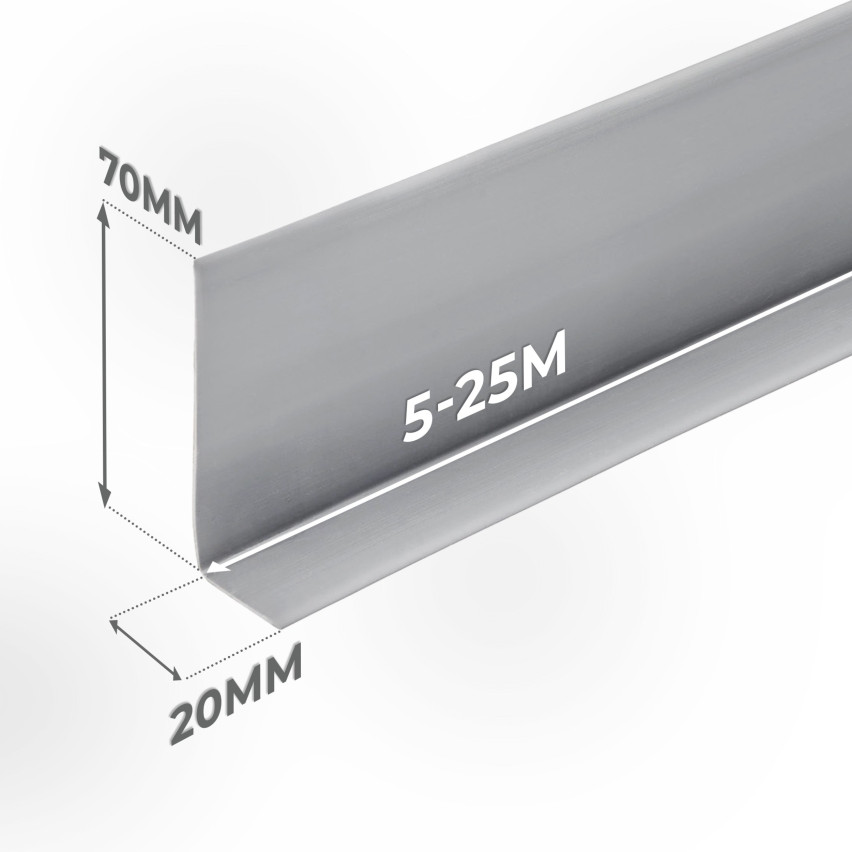 Self-adhesive PVC skirting board, flexible decorative profile DEKOR, 70x20mm, grey