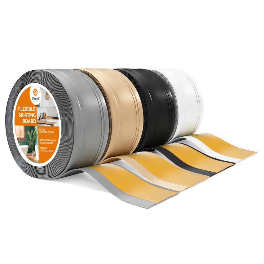 Self-adhesive PVC skirting board, flexible decorative profile DEKOR, 70x20mm, grey