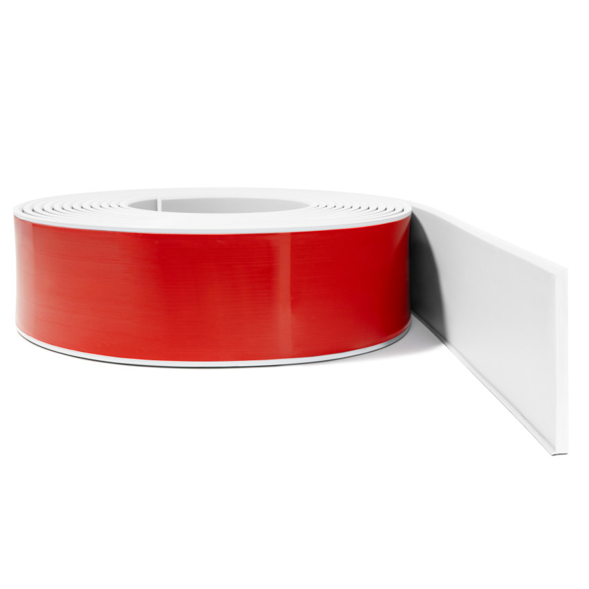Self-adhesive PVC skirting board, smooth, 100mm, 10m, white
