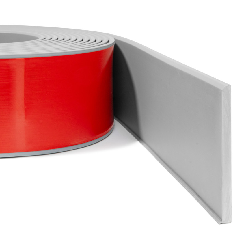 Self-adhesive PVC skirting board, smooth, 100mm, 10m, grey