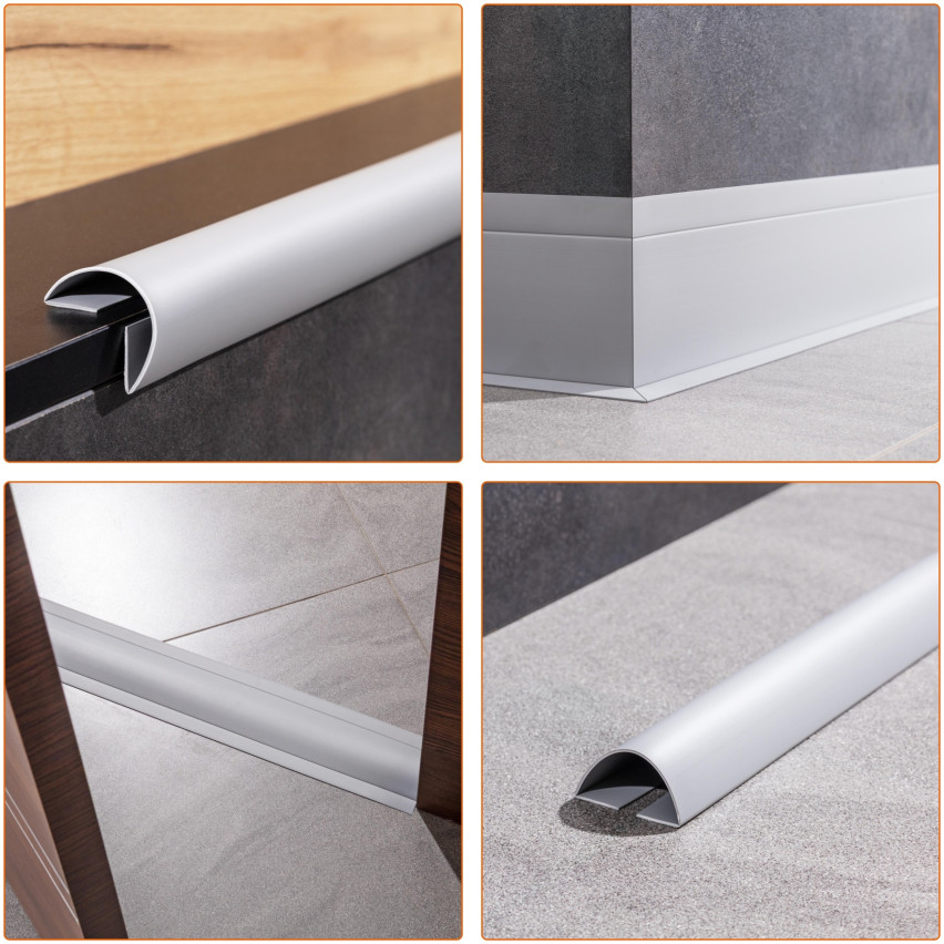 PVC multifunctional strip 6in1 - self-adhesive trim panel, dark gray