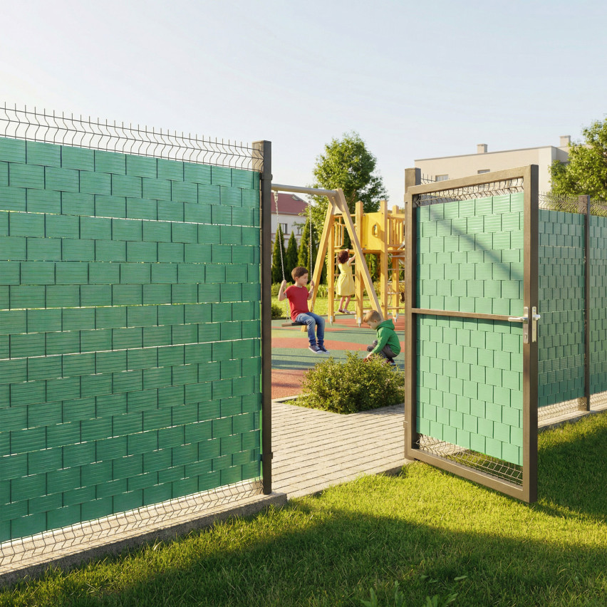 PVC fence strip 10 cm, narrow slat for premium panel fences, 900 g/m2, green RAL 6005