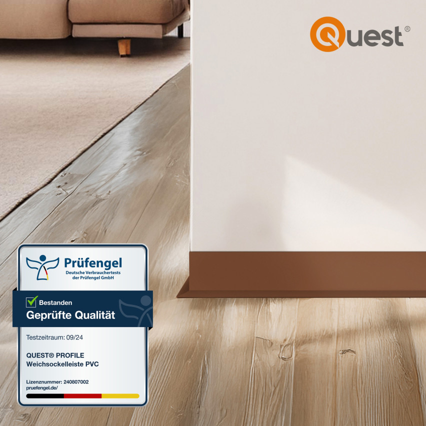 Flexible skirting board, self-adhesive, PVC 50x20mm, grey