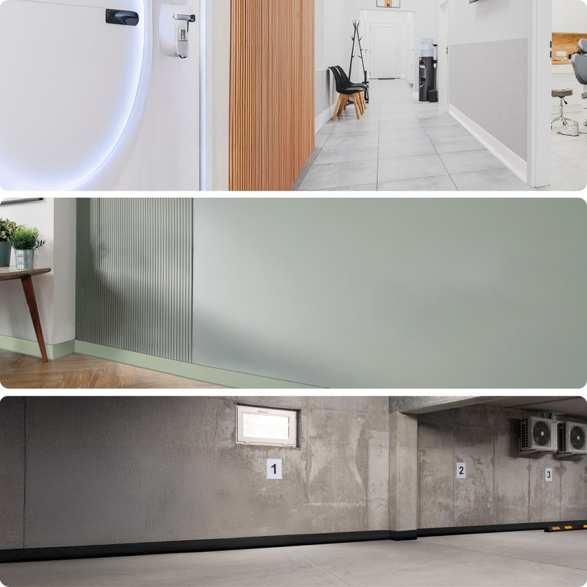 Flexible skirting board, self-adhesive, PVC 50x20mm, grey