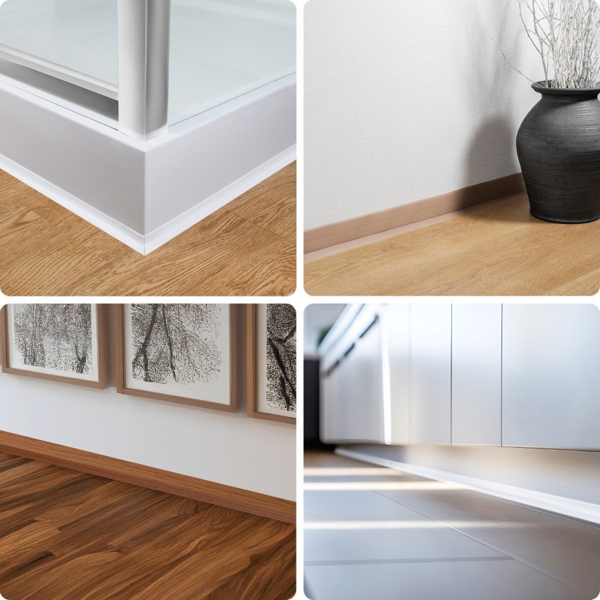 Flexible skirting board, self-adhesive, PVC 50x20mm, grey